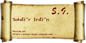 Sohár Irén névjegykártya